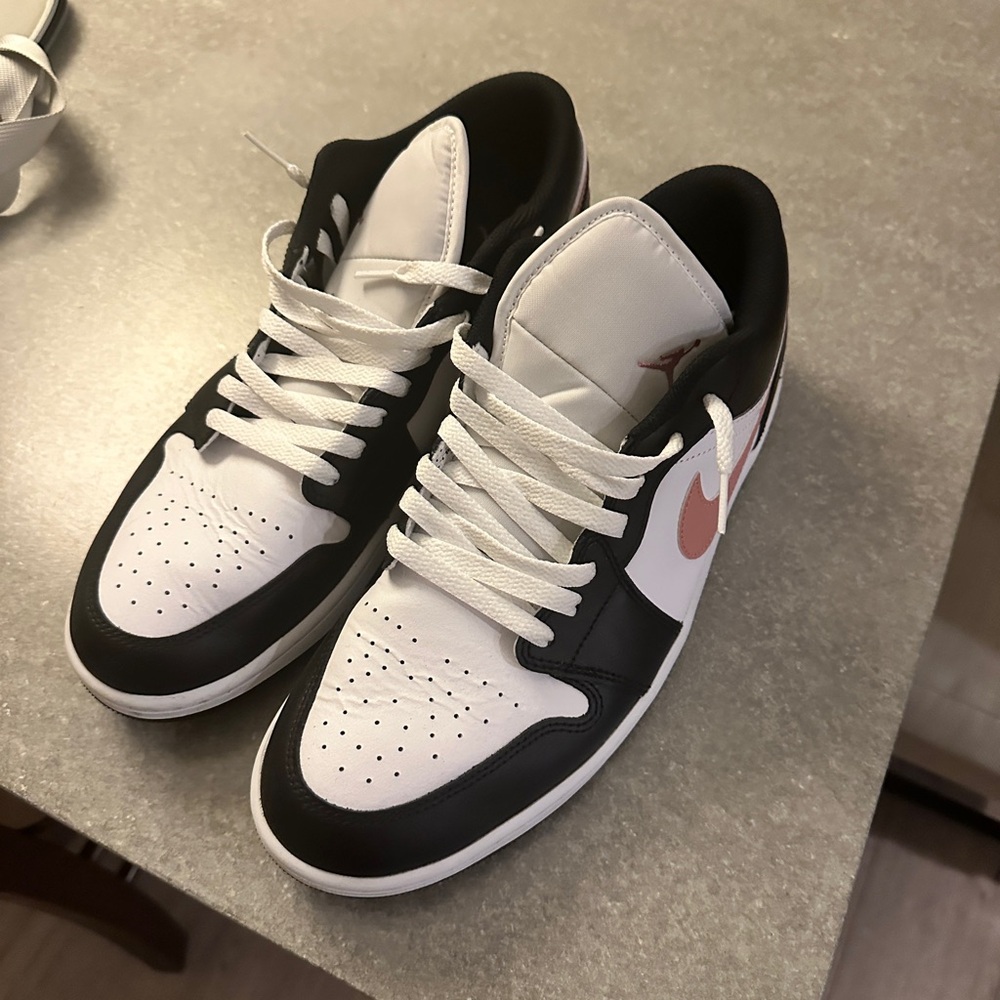 Nike Air Jordan 1 Low Shoes -  Men's Black, White, and Pink Sneakers